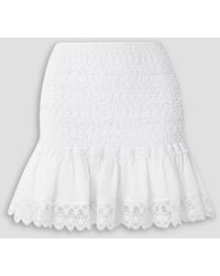 Charo Ruiz - Fleur Guipure Lace And Cotton-blend Voile Mini Skirt - Lyst