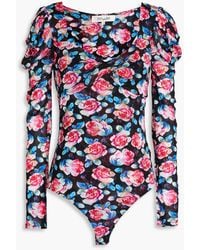 Diane von Furstenberg - Erik Twist-front Floral-print Mesh Bodysuit - Lyst