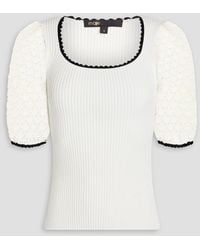 Maje - Crochet-paneled Ribbed-knit Top - Lyst