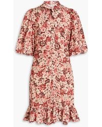 byTiMo - Gathered Floral-print Jacquard Mini Shirt Dress - Lyst