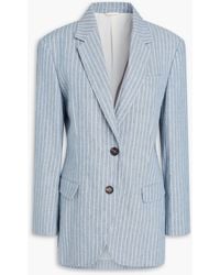 Brunello Cucinelli - Striped Linen-Blend Blazer - Lyst