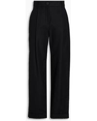 Emporio Armani - Cotton And Linen-blend Wide-leg Pants - Lyst