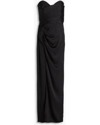 Nicholas - Strapless Wrap-effect Satin Maxi Dress - Lyst