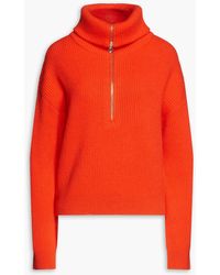 Maje - Ribbed Wool-blend Half-zip Sweater - Lyst