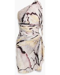 Zuhair Murad - One-shoulder Printed Silk-crepe Mini Dress - Lyst