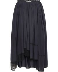 Balenciaga Asymmetric Lace-trimmed Gathered Stretch-jersey Skirt Black