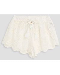 FARM Rio - Broderie Anglaise Cotton Shorts - Lyst