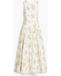 Zimmermann - Cutout Floral-print Cotton-blend Seersucker Midi Dress - Lyst