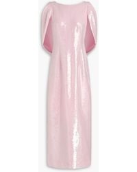 Huishan Zhang - Alba Cape-effect Sequined Crepe Maxi Dress - Lyst