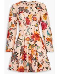 Zimmermann - Ginger Lace-trimmed Floral-print Linen Mini Dress - Lyst