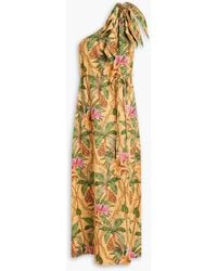 FARM Rio - One-shoulder Floral-print Linen-blend Maxi Dress - Lyst