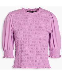 Veronica Beard - Langston oberteil aus baumwoll-jersey mit raffung - Lyst