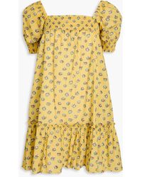 Tory Burch - Minikleid aus baumwollmusselin mit floralem print und rüschen - Lyst