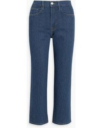 FRAME - Le Jane Crop Pinstriped High-rise Straight-leg Jeans - Lyst
