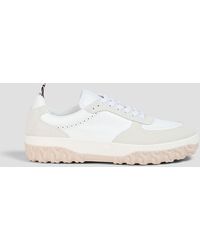 Thom Browne - Letterman Leather And Suede Sneakers - Lyst