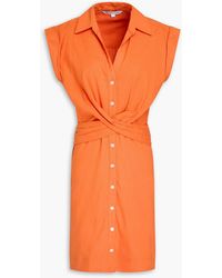Veronica Beard - Negano Ruched Linen-Blend Mini Shirt Dress - Lyst
