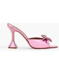 AMINA MUADDI - Rosie Crystal-Embellished Bow-Detailed Mirrored-Leather Mules - Lyst