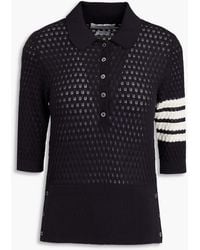 Thom Browne - Pointelle-knit Cotton And Silk-blend Polo Shirt - Lyst