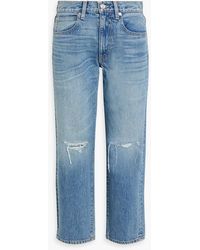 SLVRLAKE Denim - Sophie Cropped Distressed Mid-rise Straight-leg Jeans - Lyst