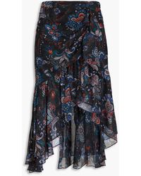 Veronica Beard - Asymmetric Paisley-print Silk-georgette Midi Skirt - Lyst