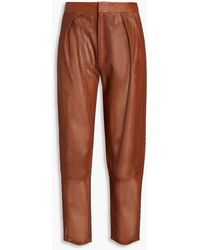 Zeynep Arcay - Cropped Laser-cut Leather Tapered Pants - Lyst