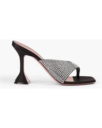 AMINA MUADDI - Shiona Crystal-Embellished Satin Mules - Lyst