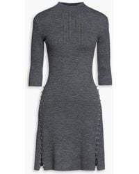 Maje - Embellished Ribbed-knit Mini Dress - Lyst