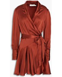 Zimmermann - Silk-satin Mini Wrap Dress - Lyst