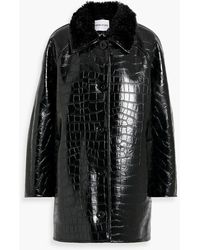 Stand Studio - Amira Faux Croc-effect Leather Coat - Lyst