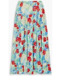 RIXO London - Nancy Pleated Floral-print Voile Midi Skirt - Lyst