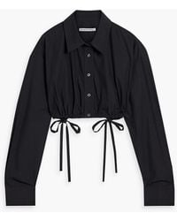 T By Alexander Wang - Cropped Cotton-poplin Shirt - Lyst