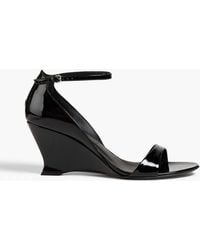 Ferragamo - Vidette 70 Patent Leather Wedge Sandals - Lyst
