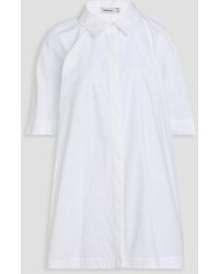Jonathan Simkhai - Blanche Pleated Cotton-poplin And Georgette Mini Shirt Dress - Lyst