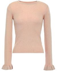 RED Valentino - Ribbed Wool, Silk And Cashmere-blend Top - Lyst