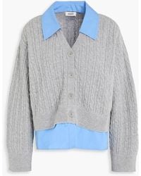 Sandro - Layered Poplin And Cable-knit Wool-blend Cardigan - Lyst
