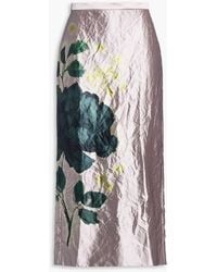 Erdem - Floral-Print Satin-Twill Midi Skirt - Lyst