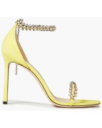 yellow rhinestone heels