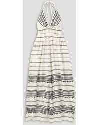 lemlem - Gete neckholder-midikleid aus gestreifter baumwolle - Lyst