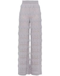 M Missoni Crochet-knit Wool Wide-leg Trousers - Grey