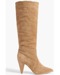 Gianvito Rossi - Faux Shearling-lined Suede Knee Boots - Lyst