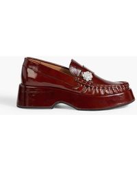 Ganni - Crystal-embellished Patent-leather Loafers - Lyst