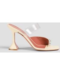 AMINA MUADDI - Paloma Crystal-embellished Satin And Pvc Mules - Lyst
