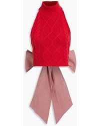 Rosie Assoulin - Bow-detailed Cotton-blend Seersucker And Cable-knit Top - Lyst