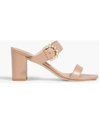 Stuart Weitzman - Piper 75 Faux Pearl-Embellished Leather Mules - Lyst