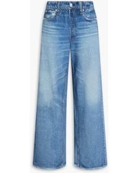 Rag & Bone - Bedruckte hose "miramar" aus baumwollfrottee mit weitem bein und denim-effekt - Lyst