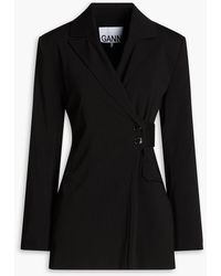 Ganni - Double-breasted Crepe Blazer - Lyst