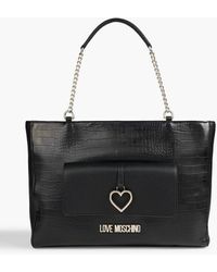 Love Moschino - Faux Croc-effect And Pebbled-leather Tote - Lyst