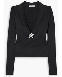 Area - Embellished Ribbed-jersey Top - Lyst