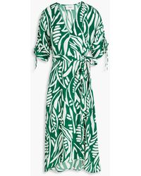 Ba&sh - Printed Crepe Midi Wrap Dress - Lyst