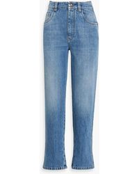 Brunello Cucinelli - Bead-embellished High-rise Straight-leg Jeans - Lyst